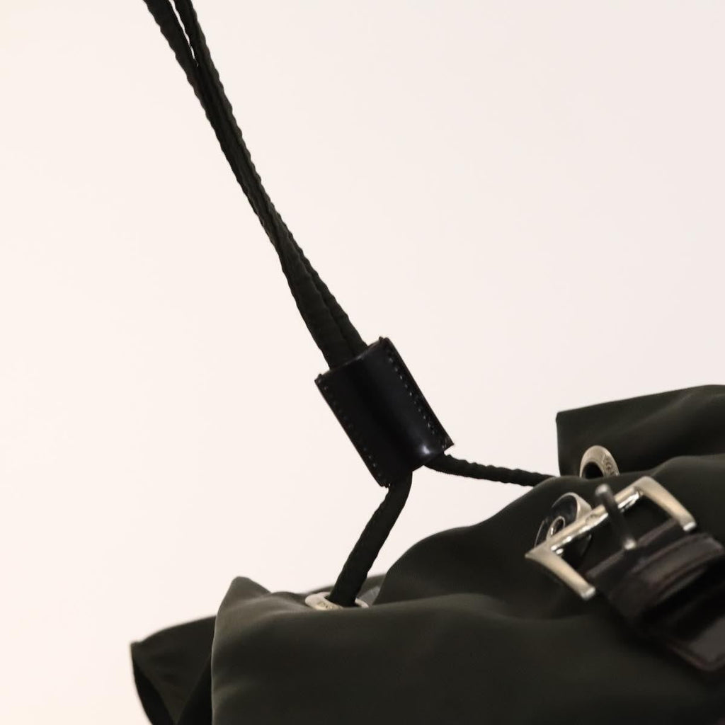 Prada Front Pocket Buckle Backpack Nylon Khaki Nylon Backpack Bag (Pre-Owned)