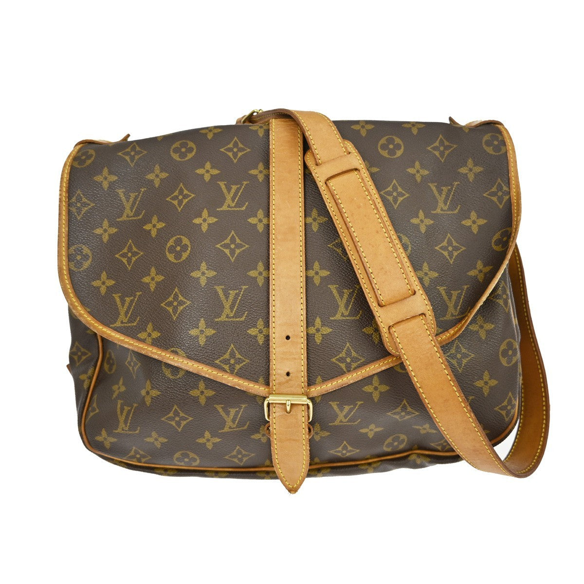 Louis Vuitton Saumur Handbag Monogram Canvas Brown Canvas Shoulder Bag Bag (Pre-Owned)