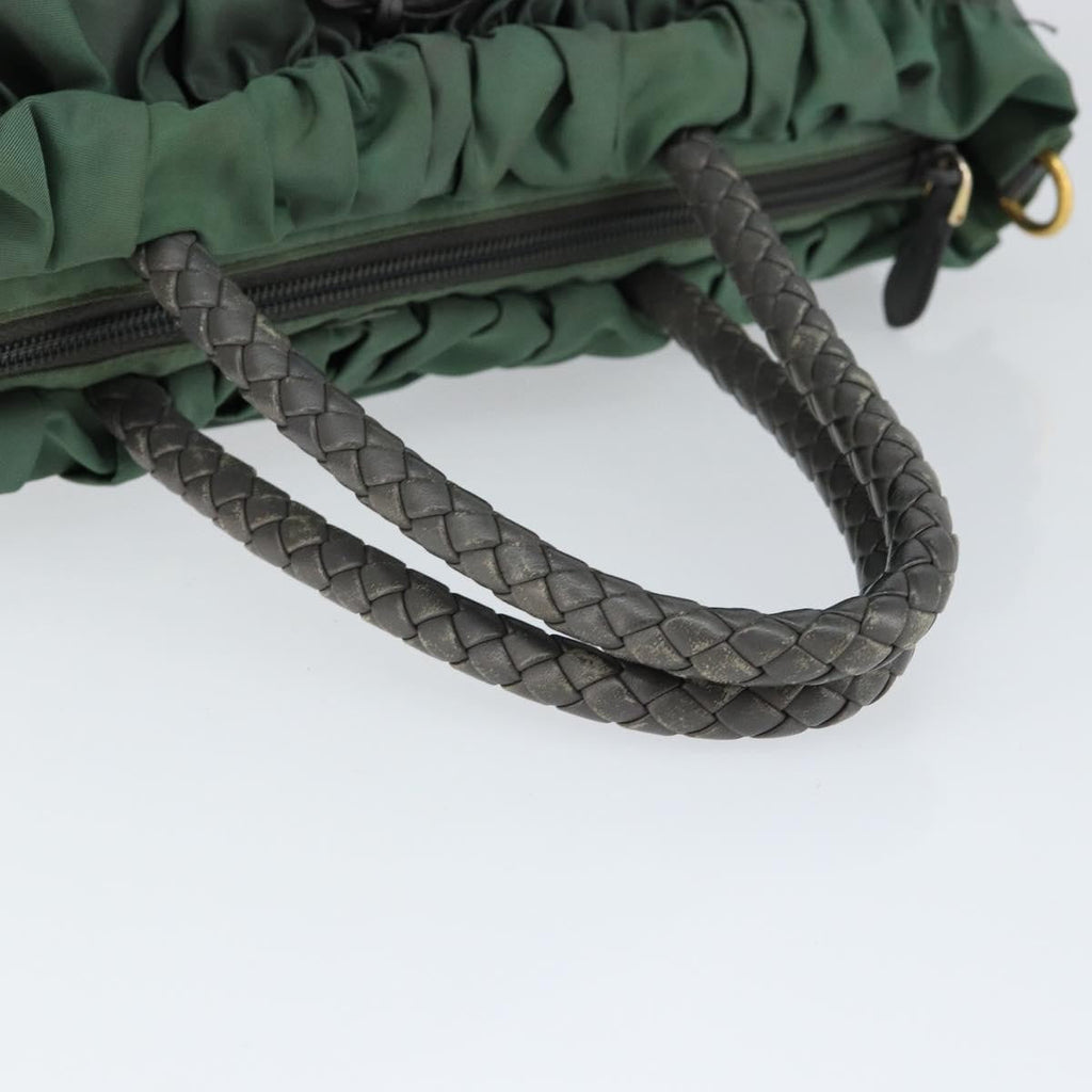 Prada Convertible Bow Tote Tessuto Green Nylon Handbag (Pre-Owned)