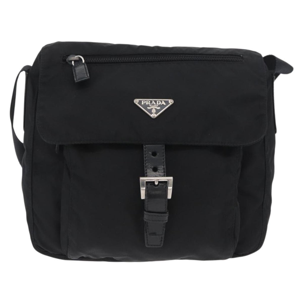 Prada Buckle Messenger Bag Tessuto Black Nylon Shoulder Bag Bag (Pre-Owned)