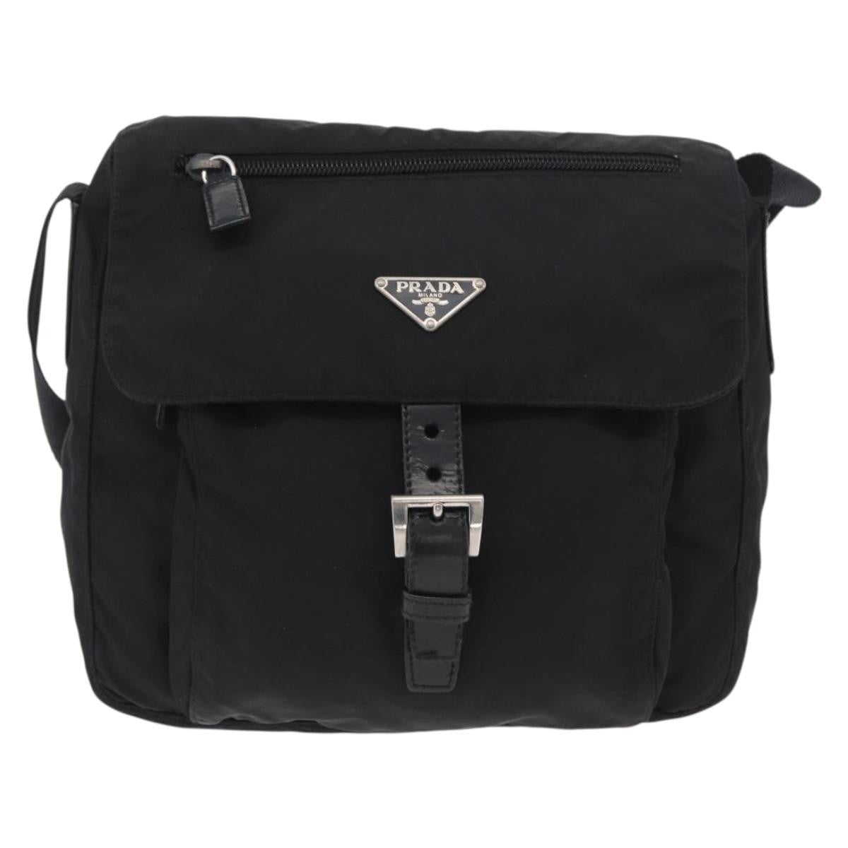 Prada Buckle Messenger Bag Tessuto Black Nylon Shoulder Bag Bag (Pre-Owned)