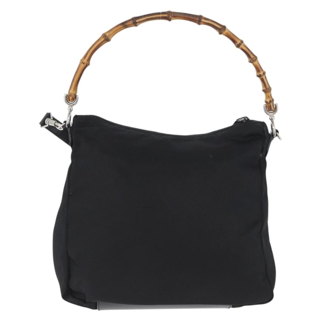 Gucci Vintage Bamboo Shoulder Bag Nylon Black Nylon Shoulder Bag Bag (Pre-Owned)