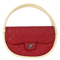 Chanel Hula Hoop Bag Quilted Lambskin Red Lamb Handbag (Pre-Owned)