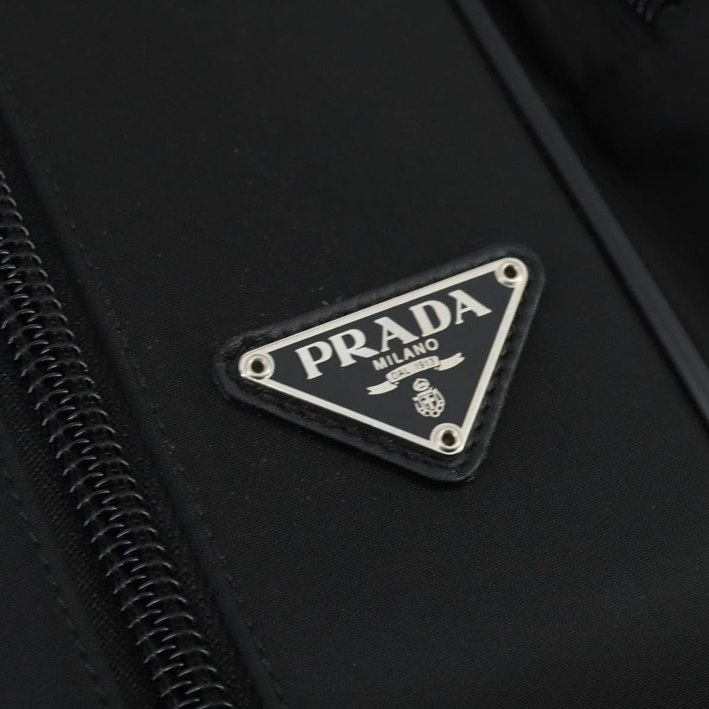 Prada Convertible Front Pocket Briefcase Tessuto With Saffiano Leather Black Nylon Briefcase Bag (Pre-Owned)