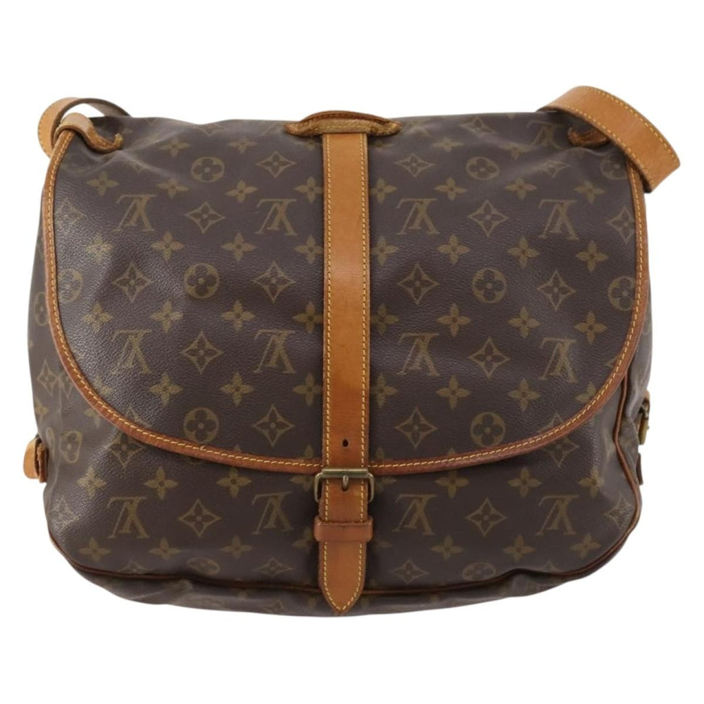 Louis Vuitton Saumur Handbag Monogram Canvas Brown Canvas Shoulder Bag Bag (Pre-Owned)