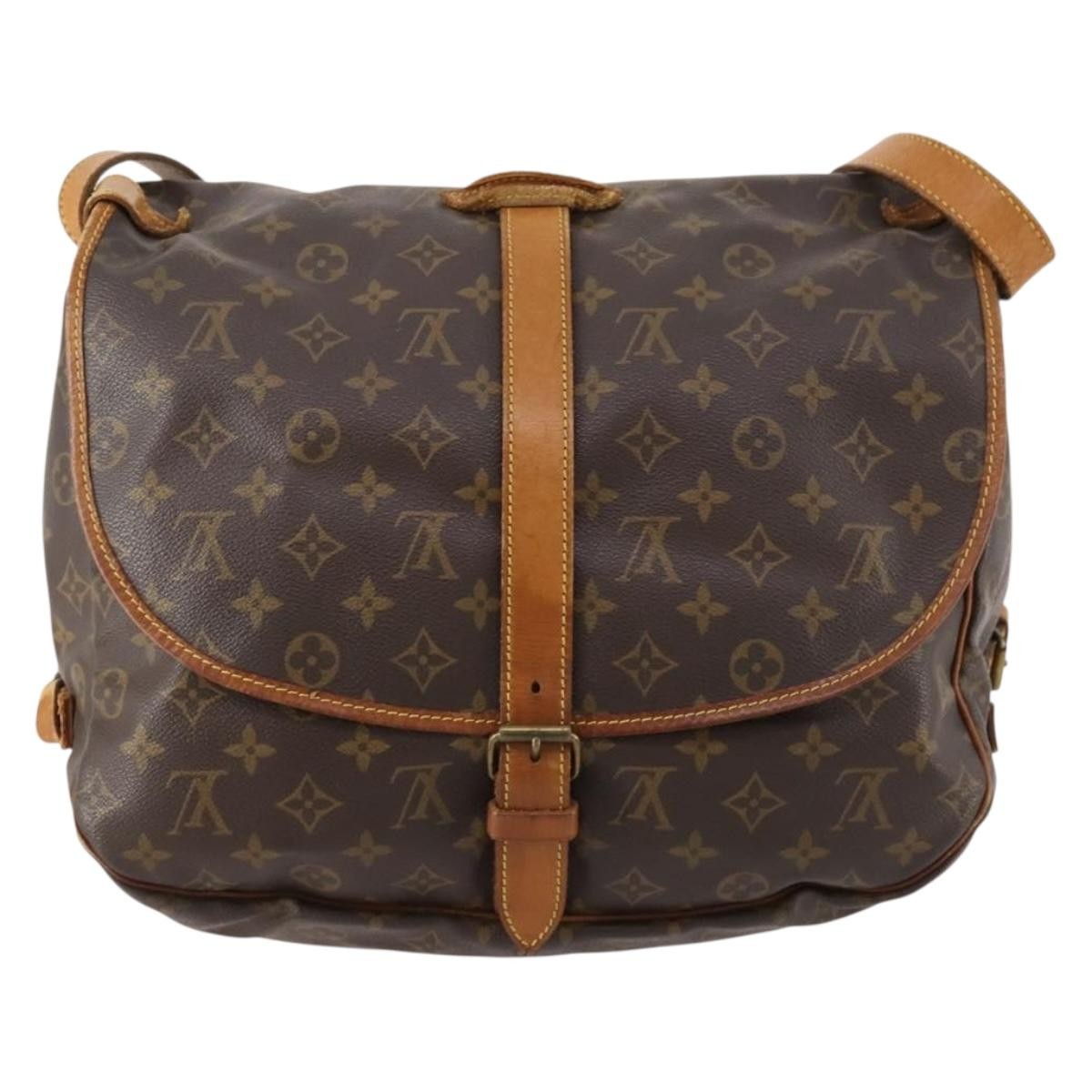 Louis Vuitton Saumur Handbag Monogram Canvas Brown Canvas Shoulder Bag Bag (Pre-Owned)