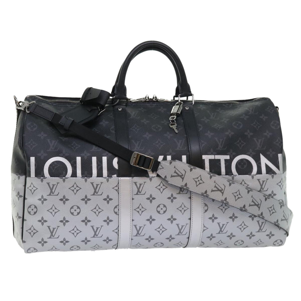 Louis Vuitton Keepall Bandouliere Bag Monogram Eclipse Split Canvas Black Canvas Bag (Pre-Owned)