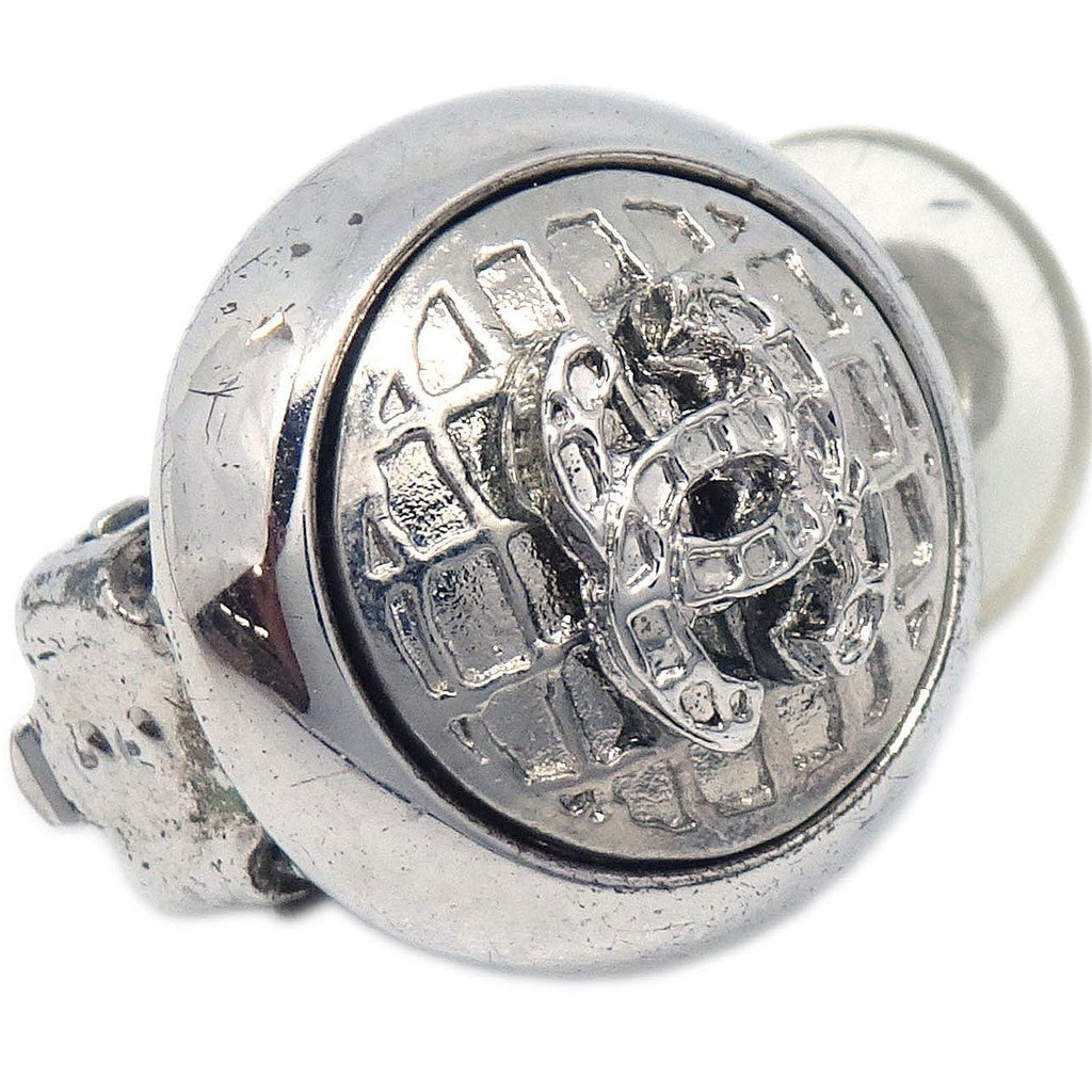 Chanel Vintage Cc Round Clip-On Earrings Metal Silver Silver_Plated Earrings Jewelry (Pre-Owned)