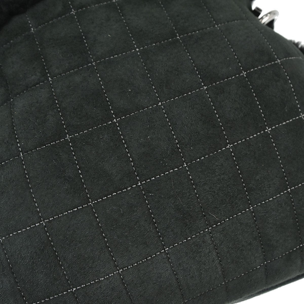 Chanel Vintage Embroidered Cc Chain Tote Quilted Suede And Shearling Black Suede Tote Bag Bag (Pre-Owned)