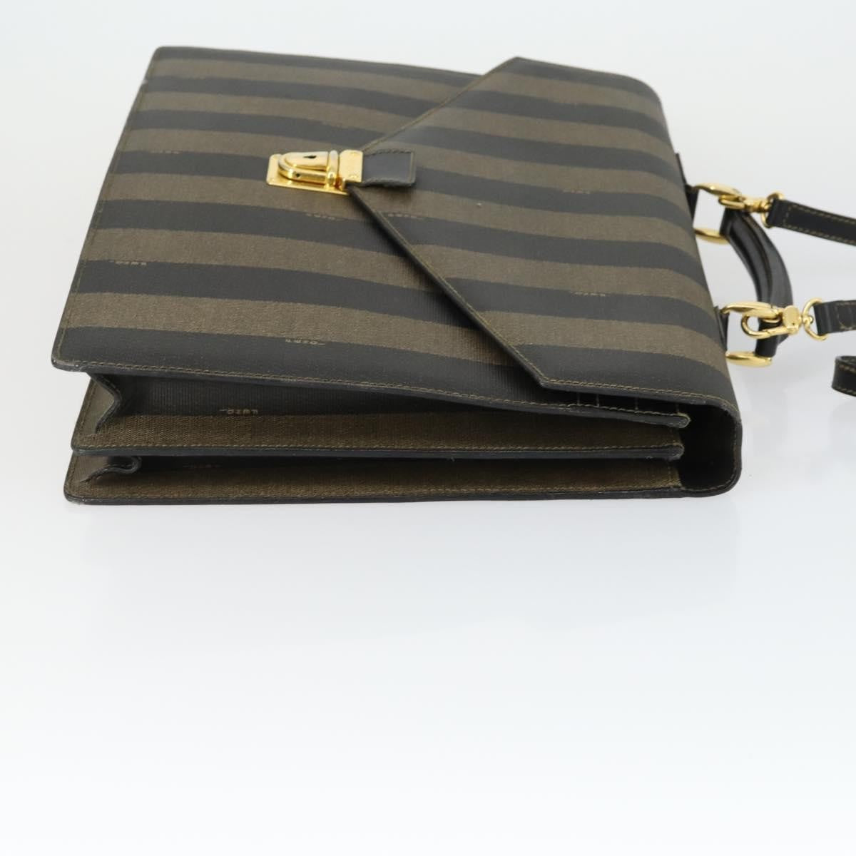 Fendi Vintage Pequin Briefcase Bag Coated Canvas Brown Canvas Briefcase Bag (Pre-Owned)