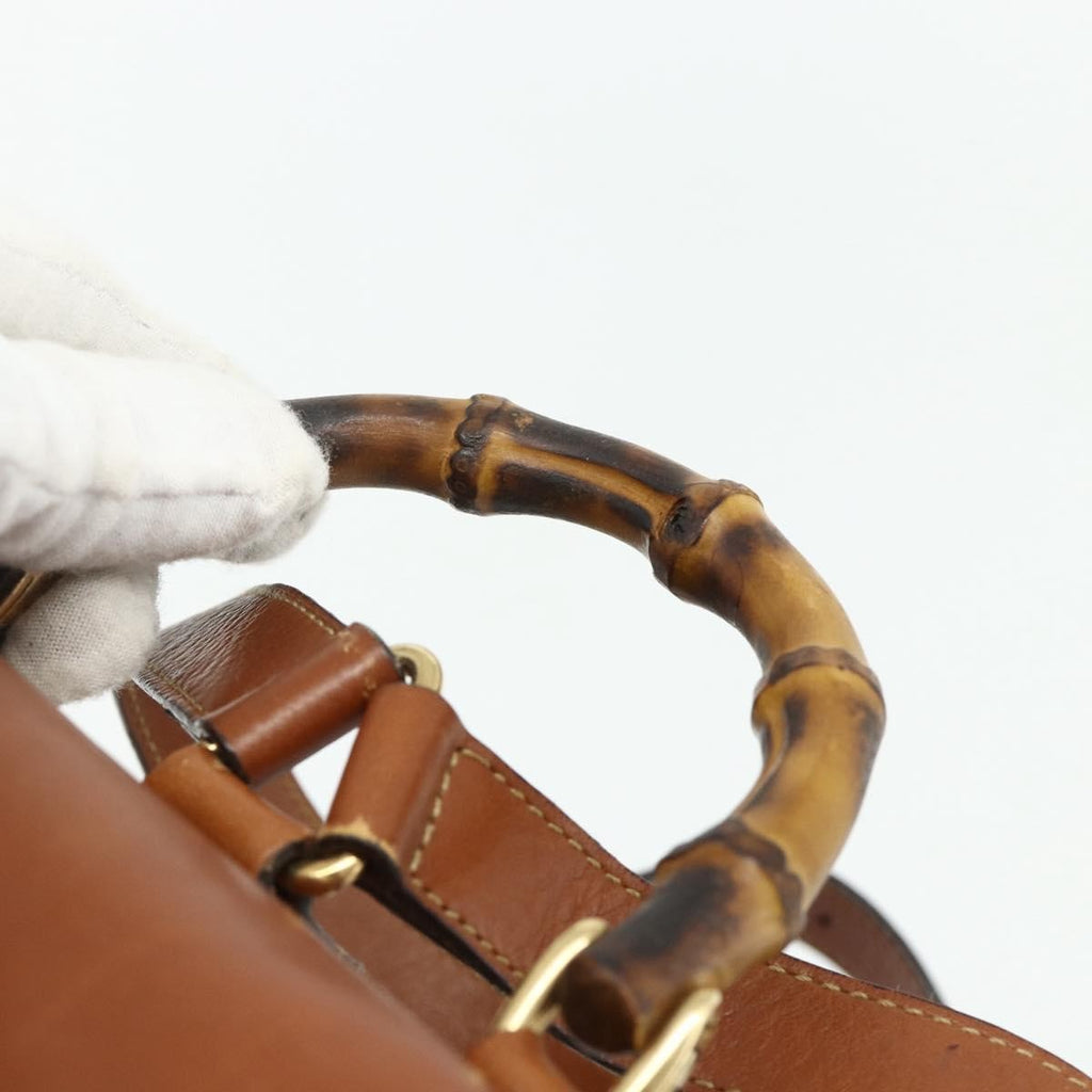 Gucci Vintage Bamboo Backpack Leather Brown Leather Backpack Bag (Pre-Owned)