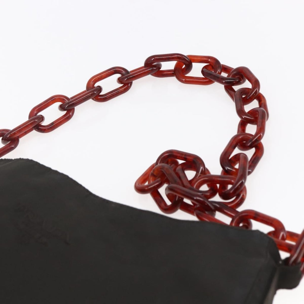 Prada Resin Chain Shoulder Bag Nylon Brown Nylon Shoulder Bag Bag (Pre-Owned)