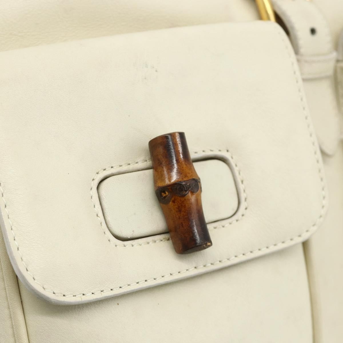 Gucci Vintage Bamboo Backpack Leather White Leather Backpack Bag (Pre-Owned)