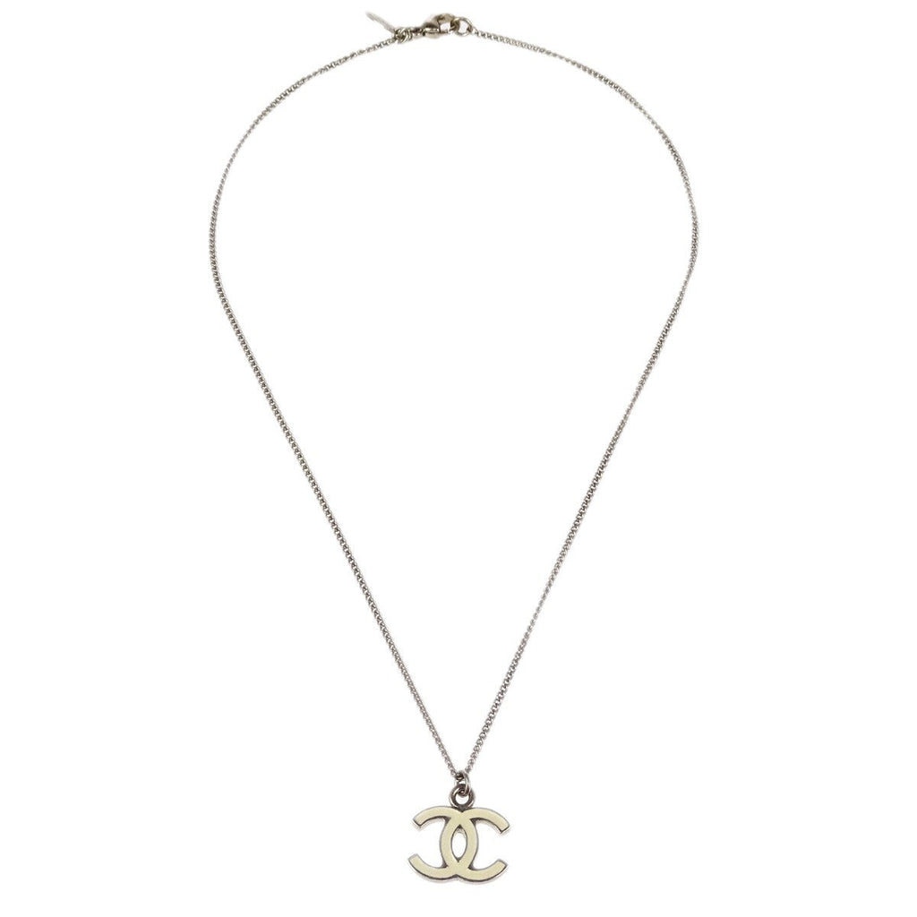 Chanel Cc Logo Pendant Necklace Metal Silver Silver_Plated Necklace Jewelry (Pre-Owned)