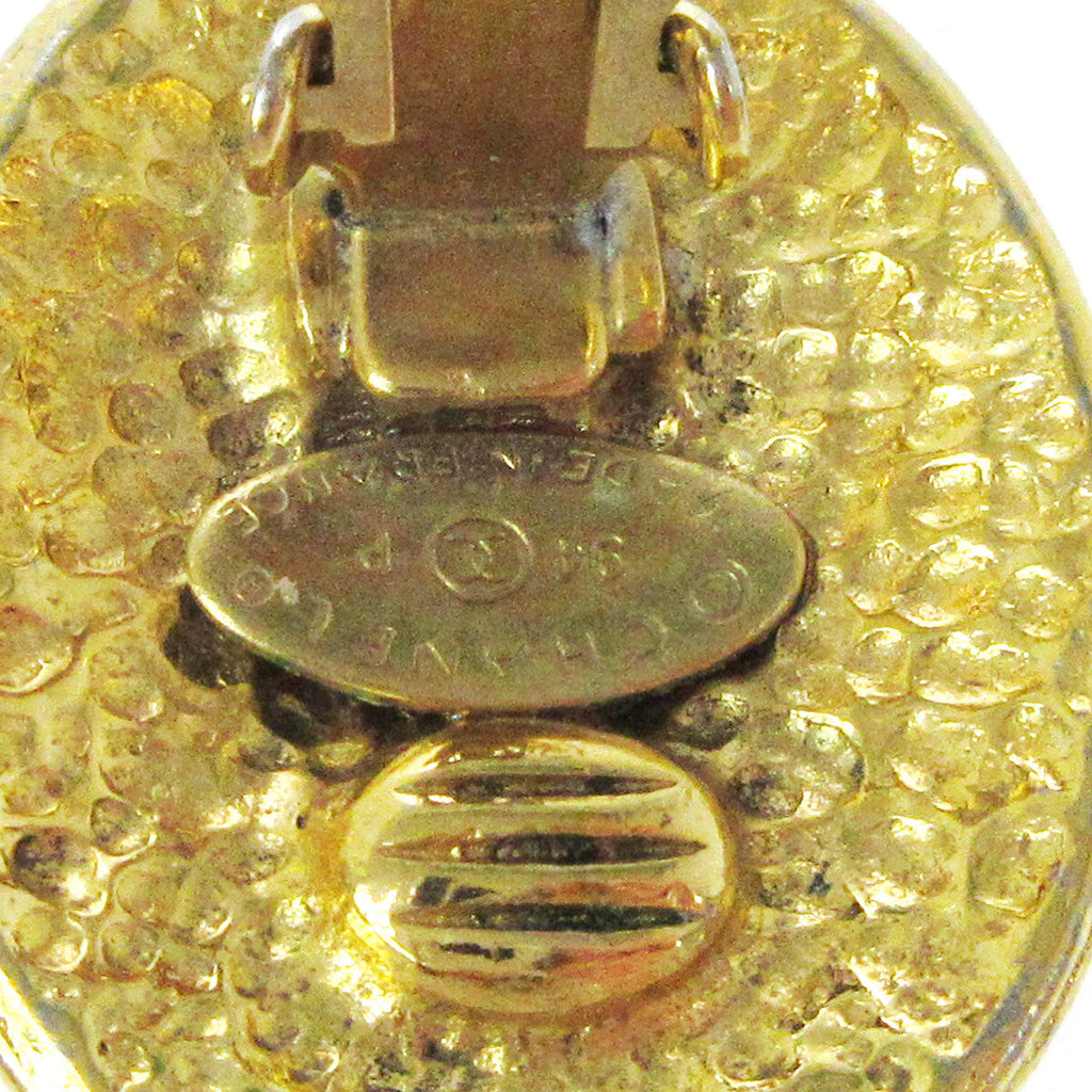 Chanel Vintage Cc Button Ovales Clip-On Earrings Gold-Plated Gold Gold_Plated Earrings Jewelry (Pre-Owned)