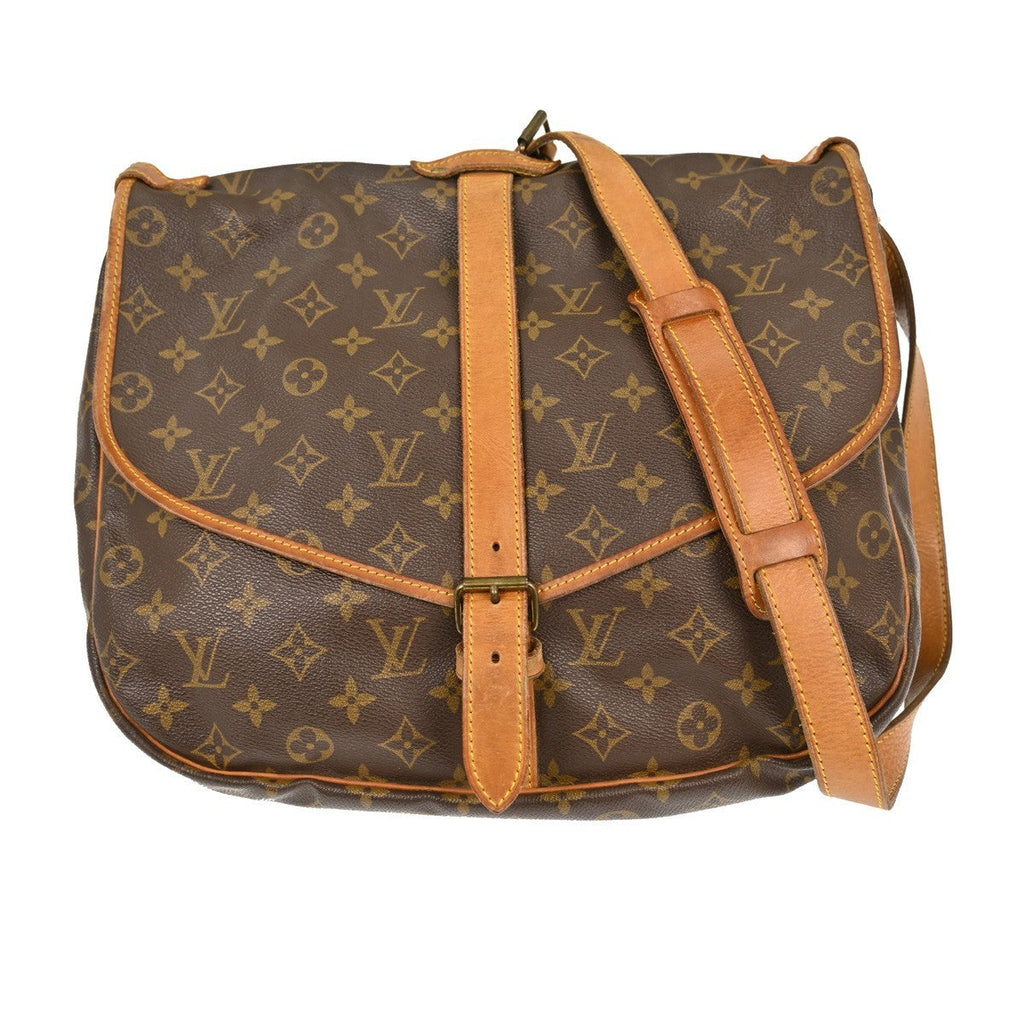 Louis Vuitton Saumur Handbag Monogram Canvas Brown Canvas Shoulder Bag Bag (Pre-Owned)