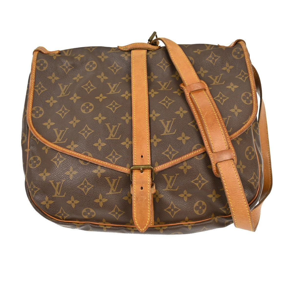 Louis Vuitton Saumur Handbag Monogram Canvas Brown Canvas Shoulder Bag Bag (Pre-Owned)
