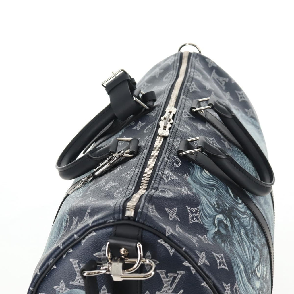 Louis Vuitton Keepall Bandouliere Bag Limited Edition Chapman Savane Monogram Canvas Navy Canvas Travel Bag Bag (Pre-Owned)