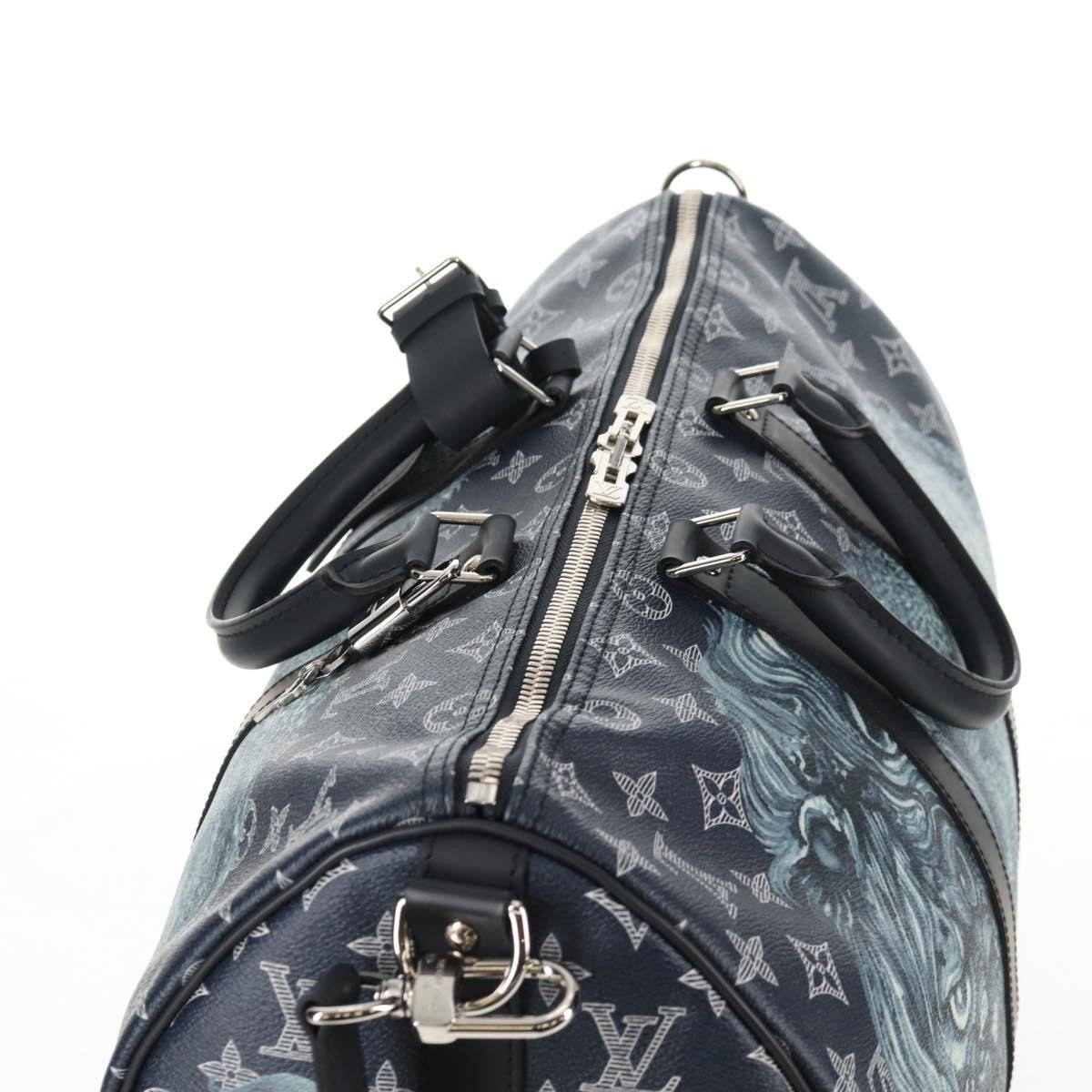 Louis Vuitton Keepall Bandouliere Bag Limited Edition Chapman Savane Monogram Canvas Navy Canvas Travel Bag Bag (Pre-Owned)