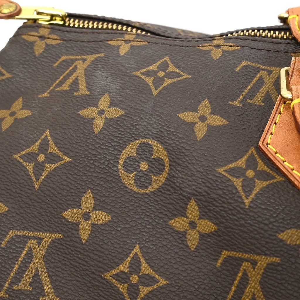 Louis Vuitton Speedy Handbag Monogram Canvas Brown Canvas,Leather Handbag (Pre-Owned)