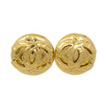Chanel Vintage Cc Round Clip-On Earrings Metal Gold Gold_Plated Earrings Jewelry (Pre-Owned)