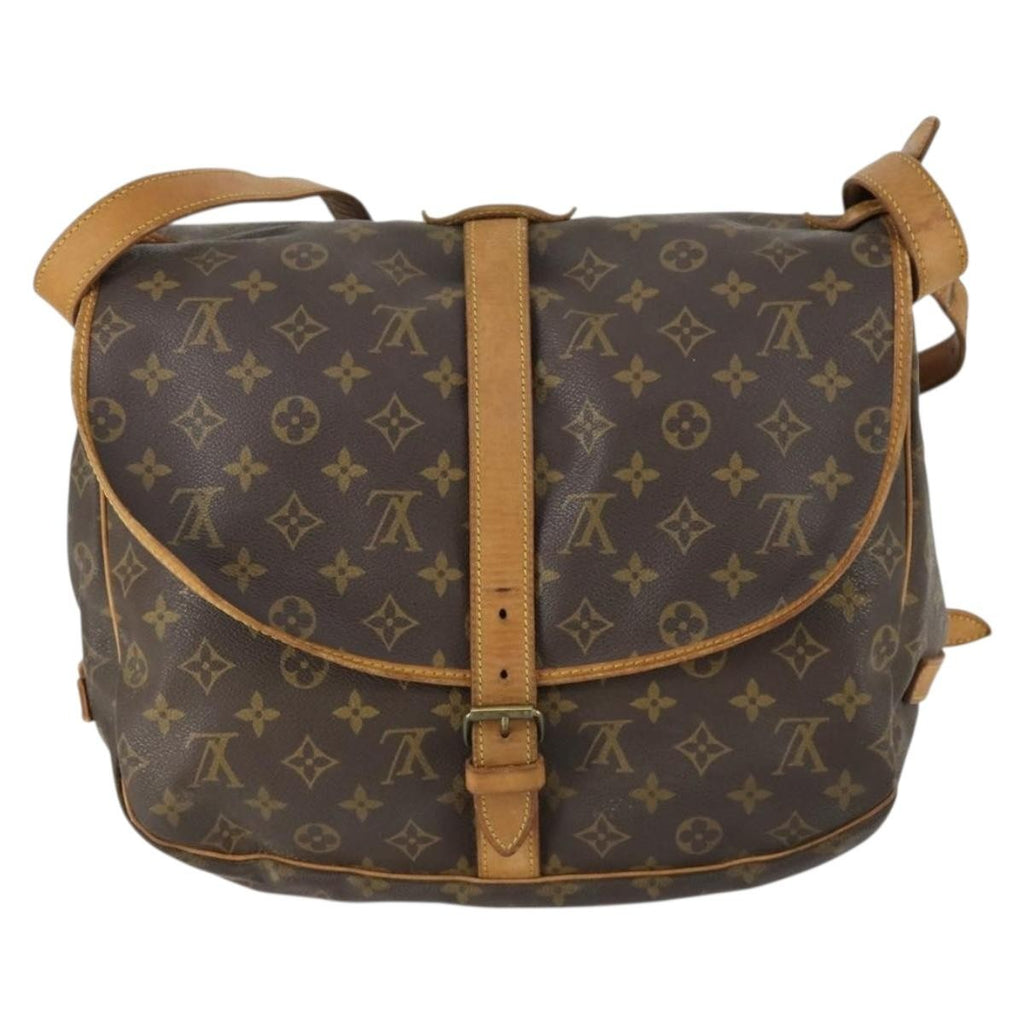 Louis Vuitton Saumur Handbag Monogram Canvas Brown Canvas Shoulder Bag Bag (Pre-Owned)