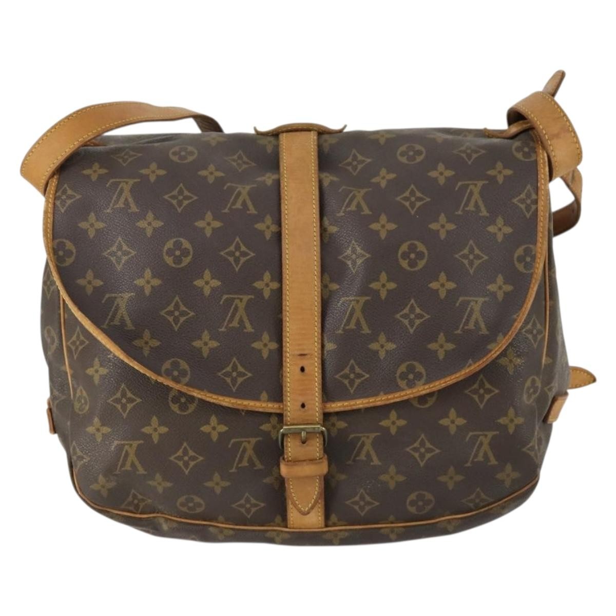 Louis Vuitton Saumur Handbag Monogram Canvas Brown Canvas Shoulder Bag Bag (Pre-Owned)