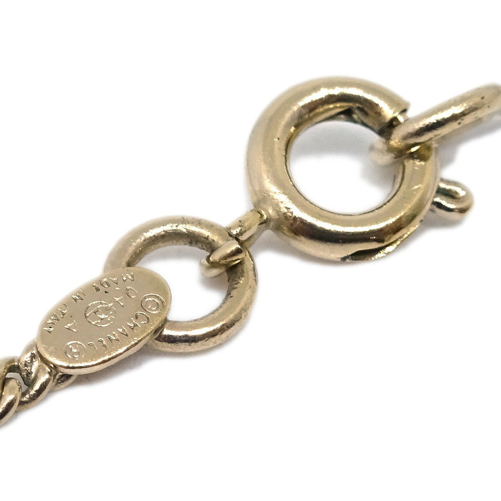 Chanel Cc Lipstick Charm Pendant Necklace Metal With Resin And Crystals Gold Metal Necklace Jewelry (Pre-Owned)