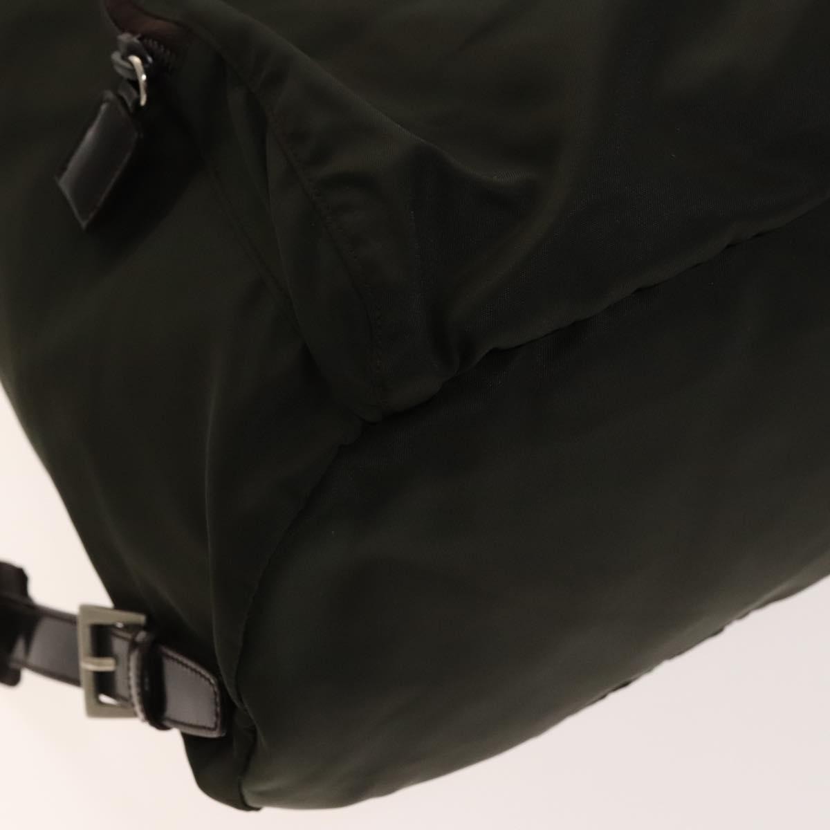 Prada Front Pocket Buckle Backpack Nylon Khaki Nylon Backpack Bag (Pre-Owned)