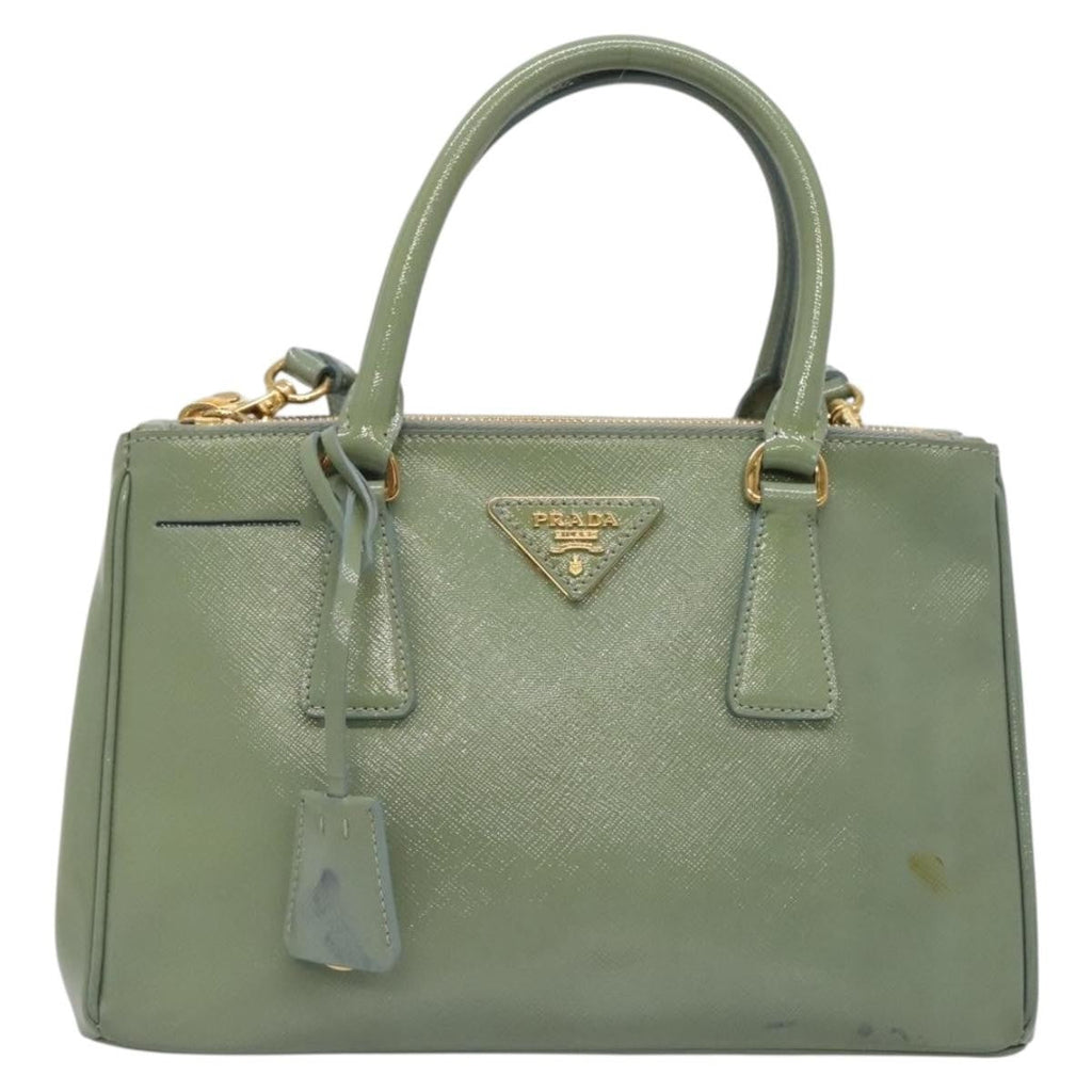 Prada Double Zip Lux Tote Saffiano Leather Gold Leather Handbag (Pre-Owned)