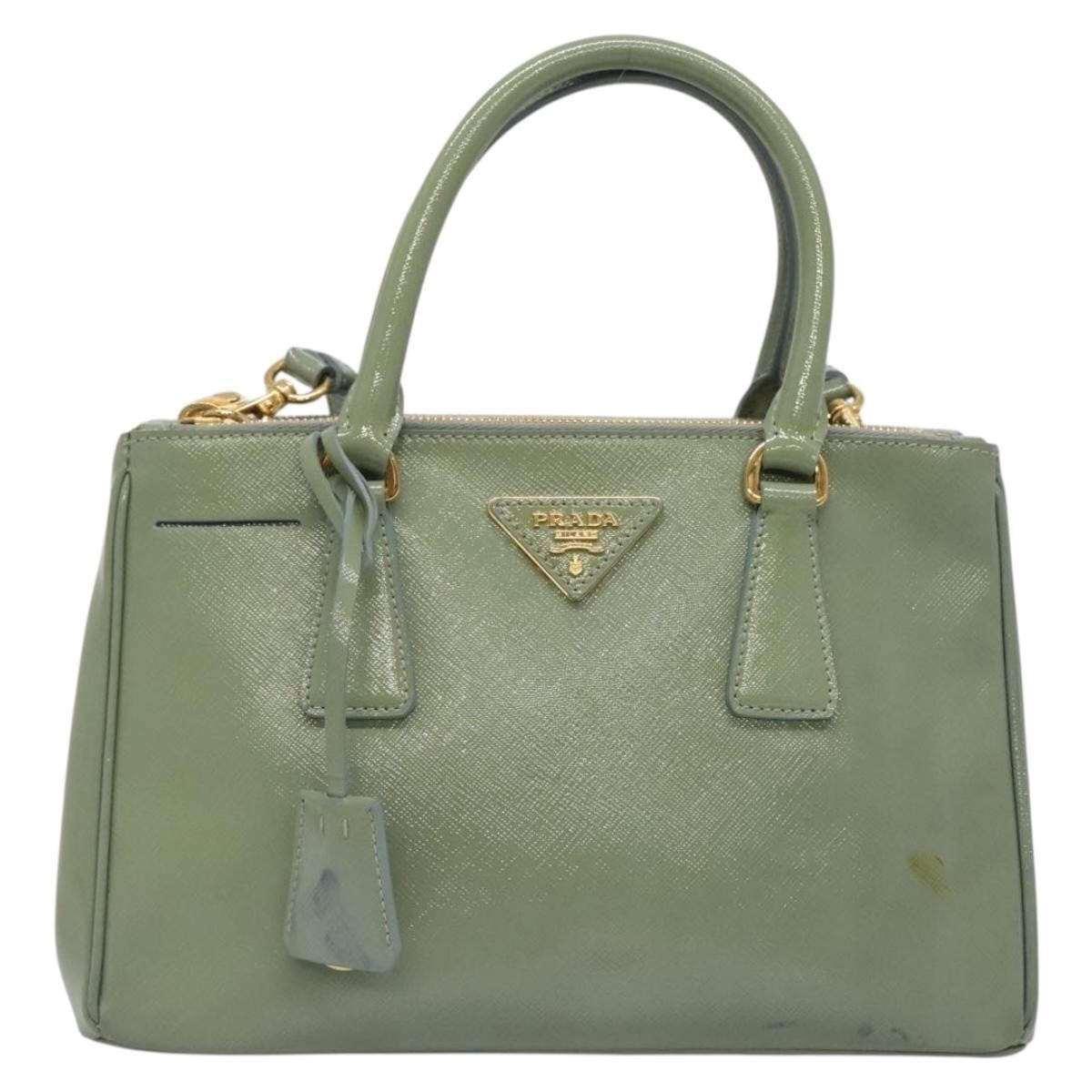 Prada Double Zip Lux Tote Saffiano Leather Gold Leather Handbag (Pre-Owned)