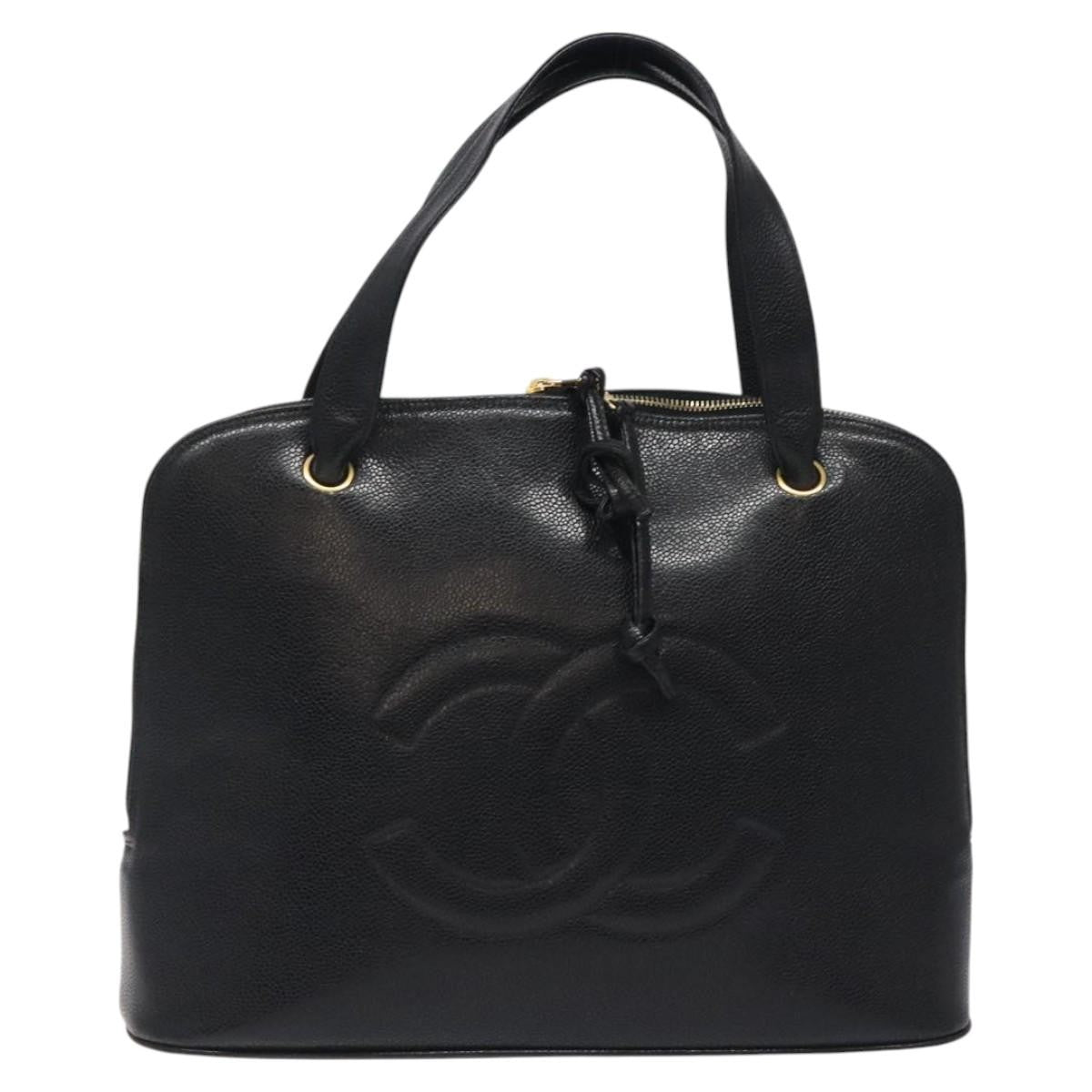 Chanel Vintage Cc Dome Bag Caviar Black Calfskin Handbag (Pre-Owned)