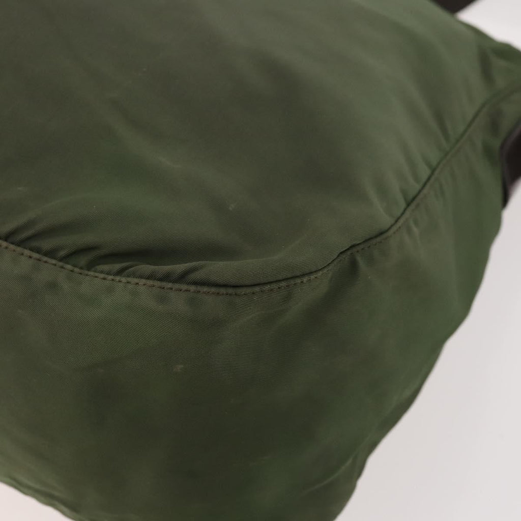 Prada Zip Top Messenger Bag Tessuto Khaki Nylon Shoulder Bag Bag (Pre-Owned)