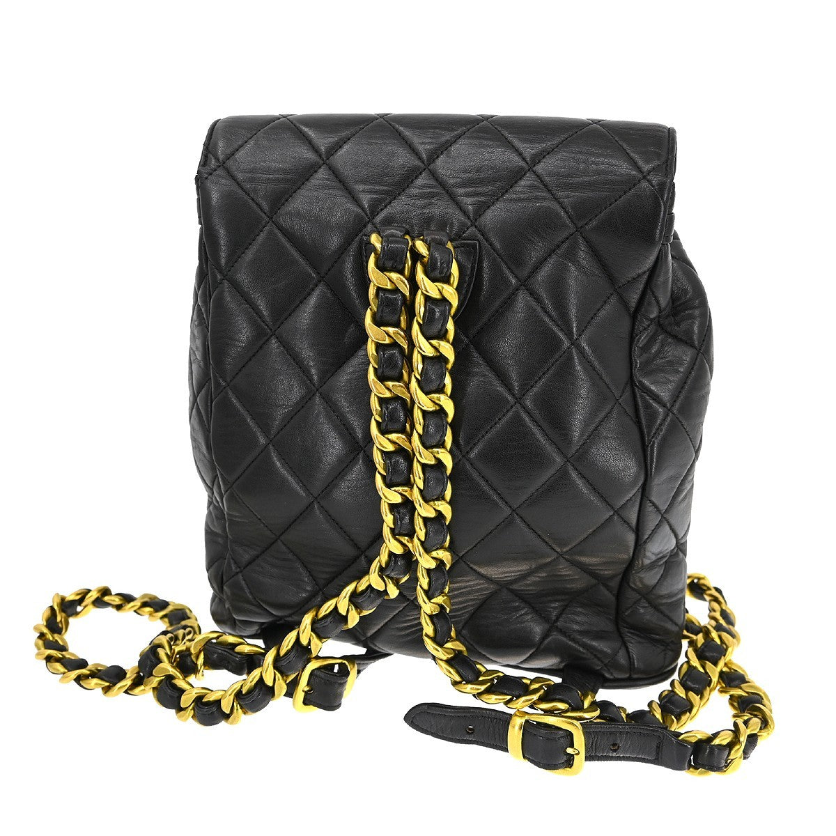 Chanel Duma Drawstring Backpack Quilted Leather Black Leather Backpack Bag (Pre-Owned)