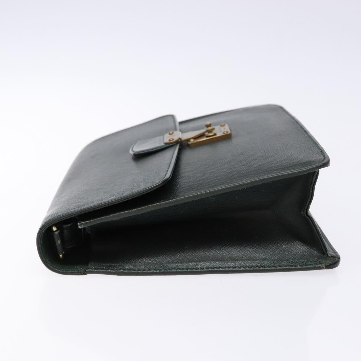 Louis Vuitton Kourad Pouch Taiga Green Leather Clutche & Pouche Bag (Pre-Owned)