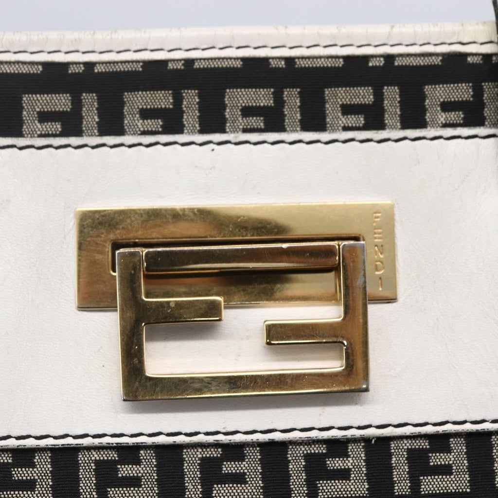 Fendi Zucca Tote Bag Canvas Black Canvas Tote Bag Bag (Pre-Owned)