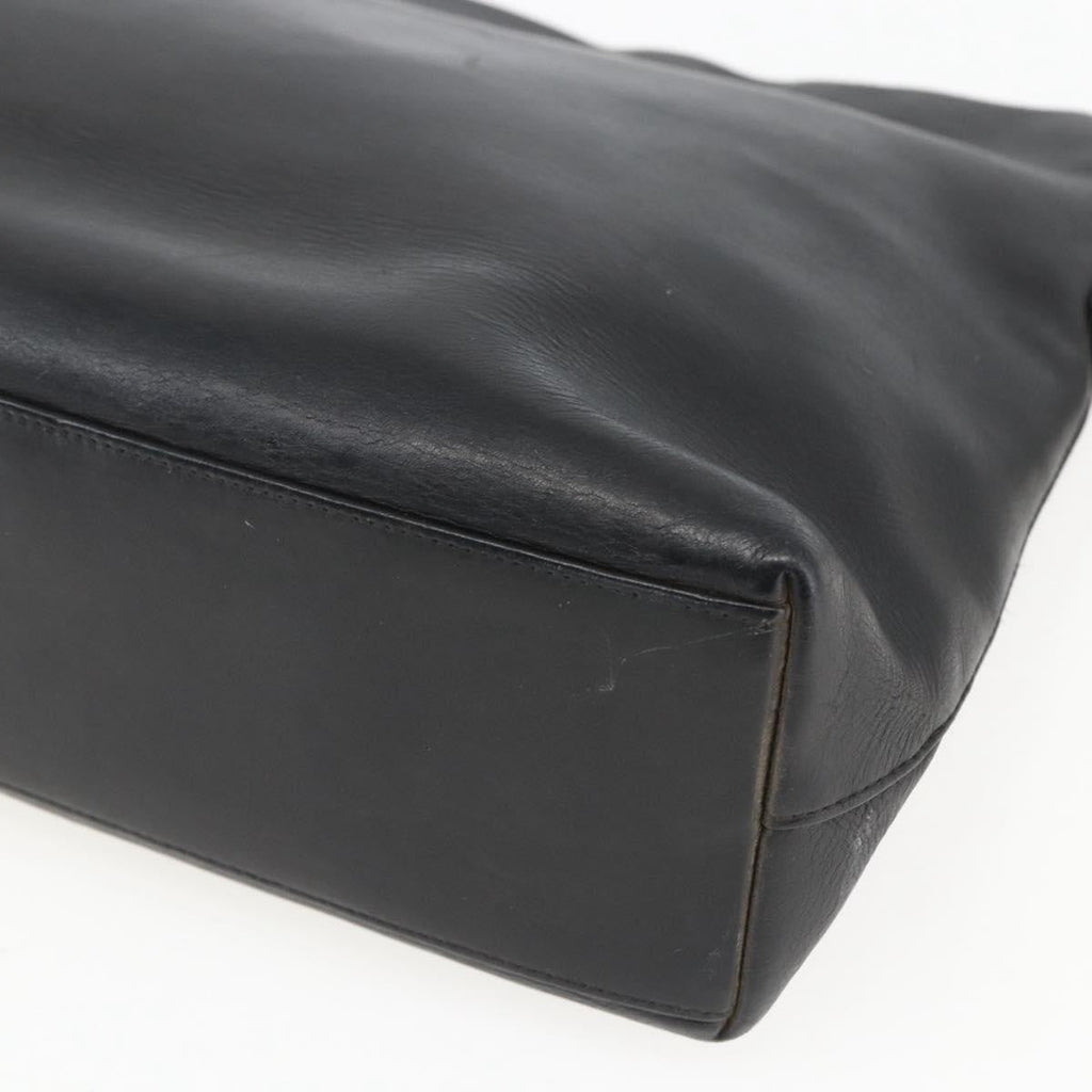 Chanel Vintage Shoulder Bag Leather Black Leather Shoulder Bag Bag (Pre-Owned)