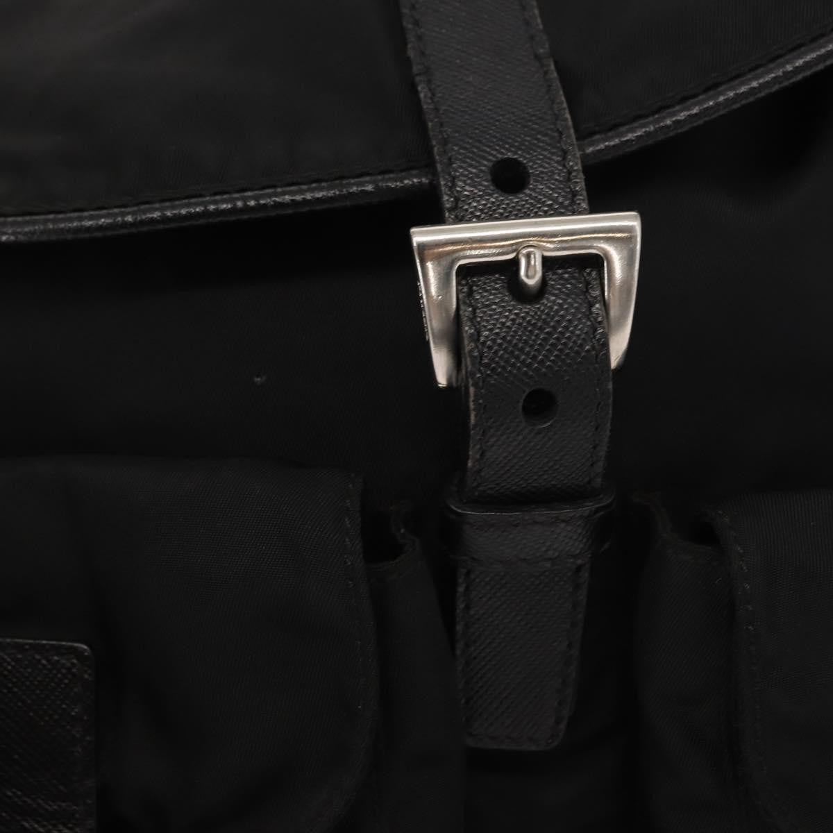 Prada Double Pocket Drawstring Shoulder Bag Tessuto Black Nylon Shoulder Bag Bag (Pre-Owned)