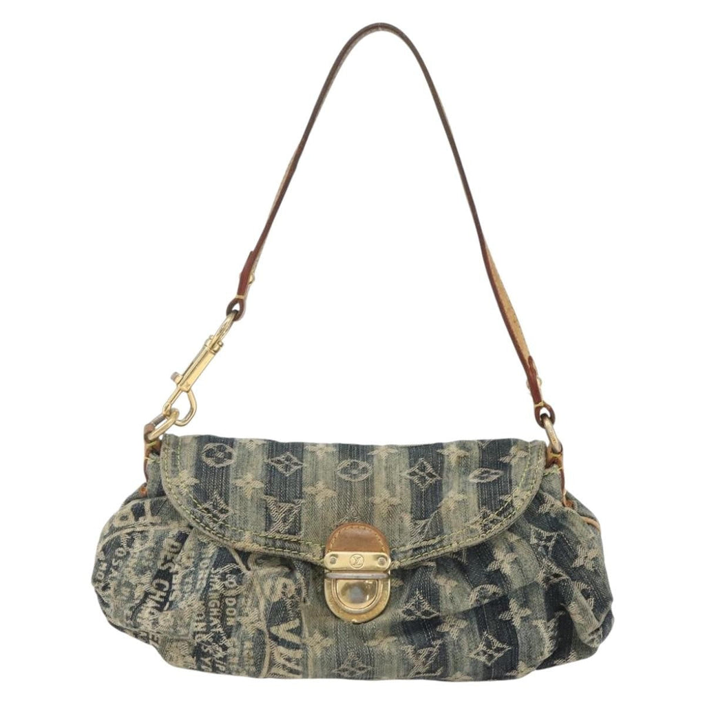 Louis Vuitton Pleaty Raye Handbag Striped Monogram Denim Blue Denim_Jeans Shoulder Bag Bag (Pre-Owned)
