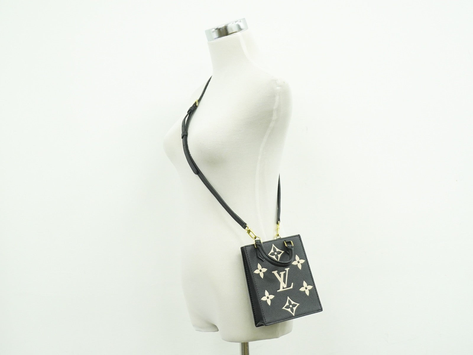 Louis Vuitton Petit Sac Plat Bag Bicolor Monogram Empreinte Giant Black Leather Tote Bag Bag (Pre-Owned)