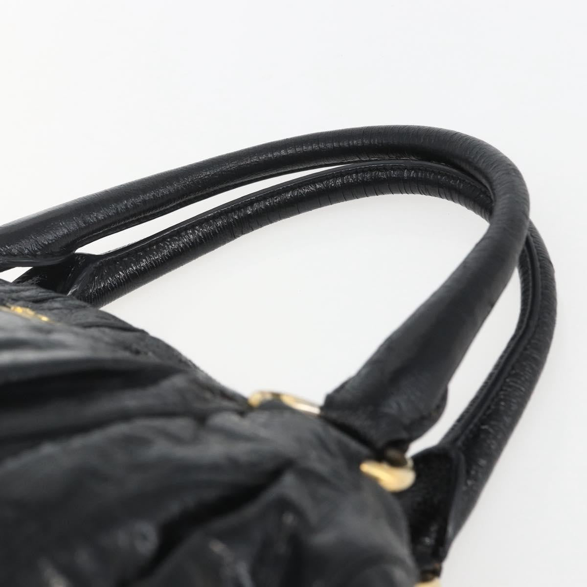 Prada Waves Hobo Leather And Tessuto Black Leather Handbag (Pre-Owned)
