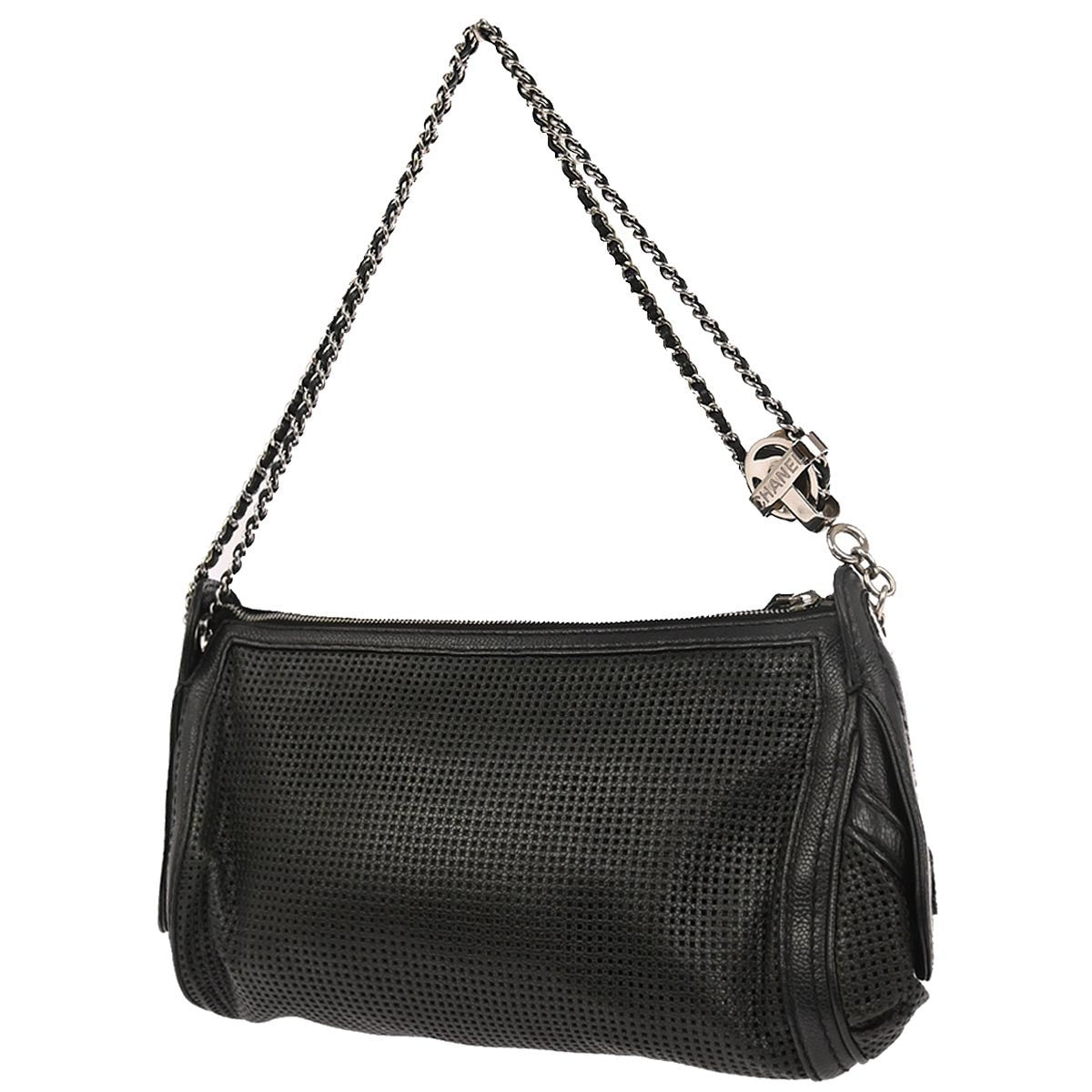 Chanel Pulley Camera Bag Perforated Caviar Black Leather Shoulder Bag Bag (Pre-Owned)