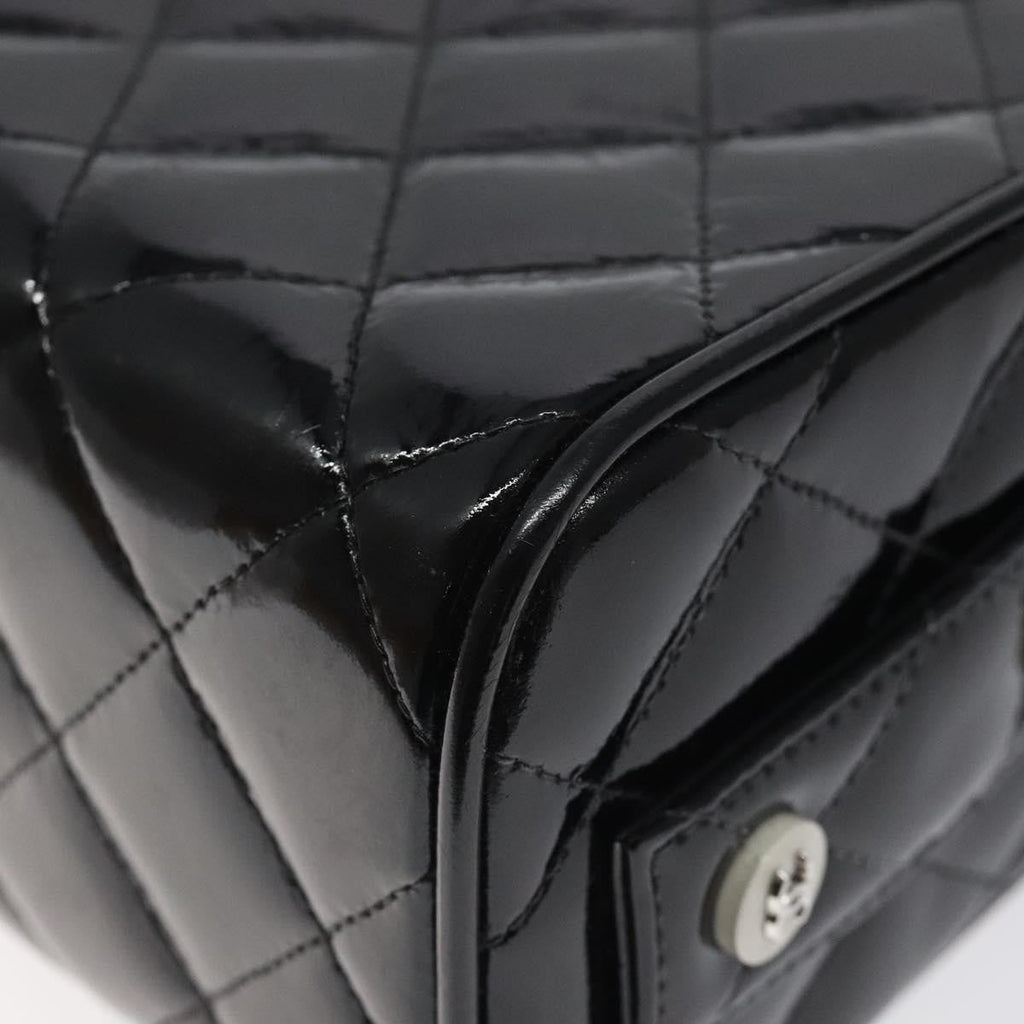 Chanel Vintage Metal Box Bag Quilted Patent Black Patent_Leather Handbag (Pre-Owned)