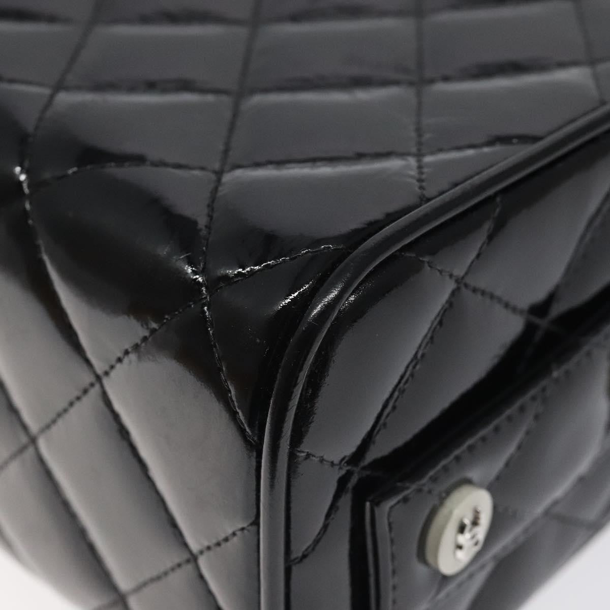 Chanel Vintage Metal Box Bag Quilted Patent Black Patent_Leather Handbag (Pre-Owned)