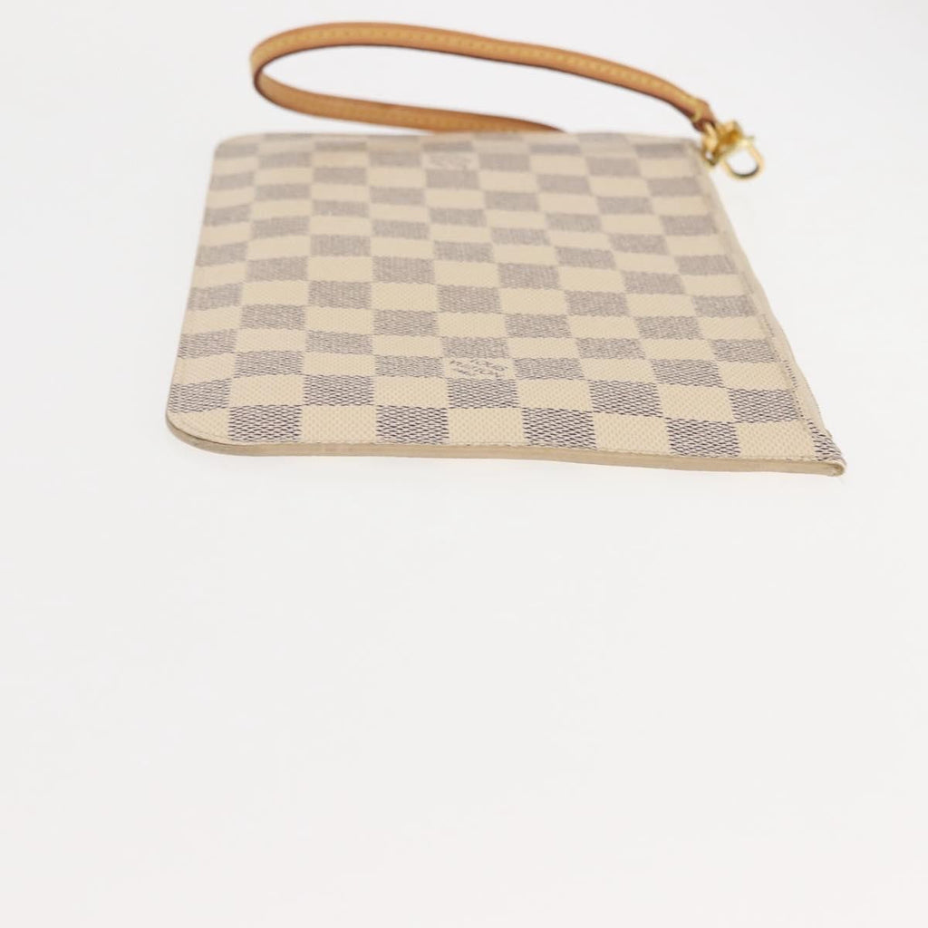 Louis Vuitton Neverfull Pochette Damier White Canvas Clutche & Pouche Bag (Pre-Owned)