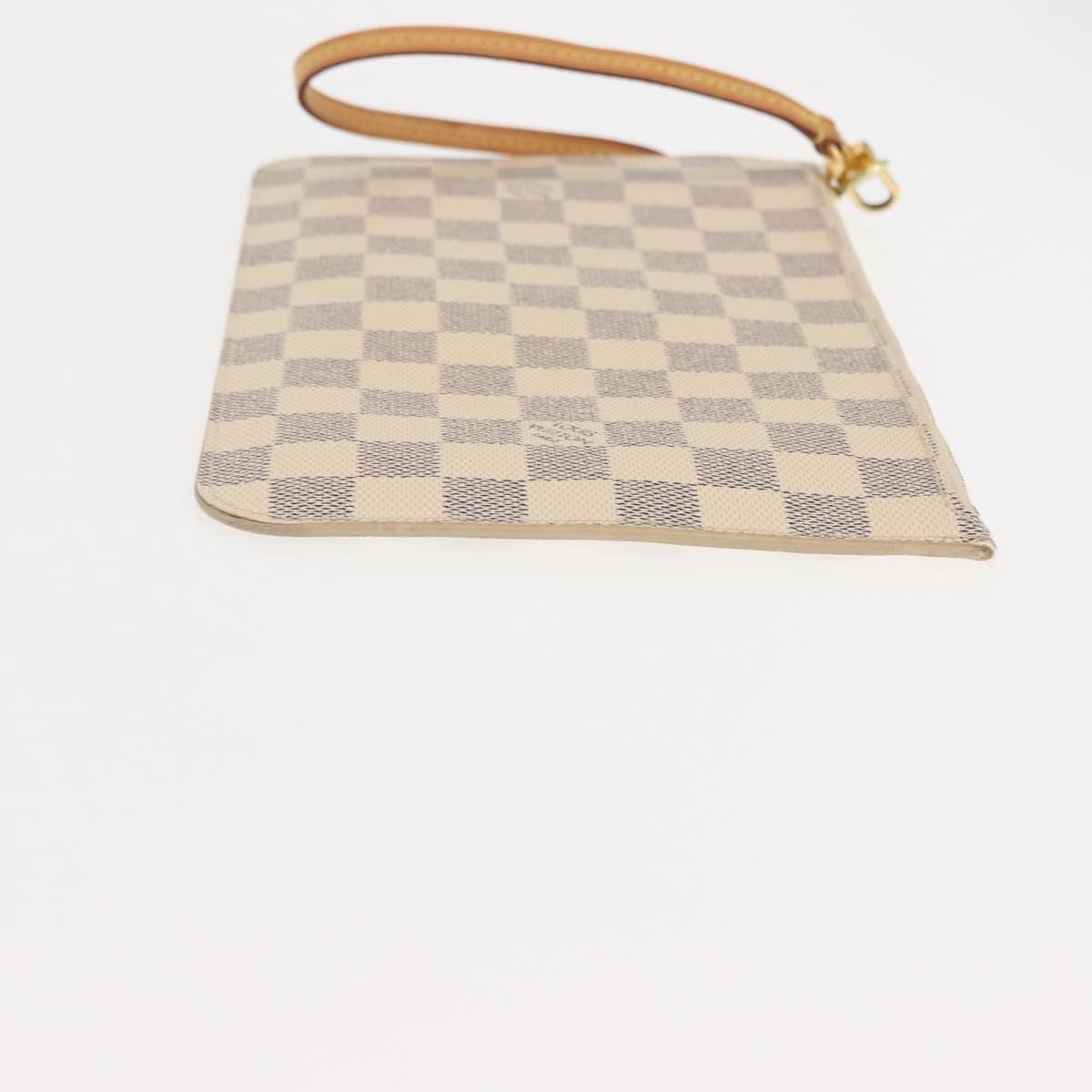 Louis Vuitton Neverfull Pochette Damier White Canvas Clutche & Pouche Bag (Pre-Owned)
