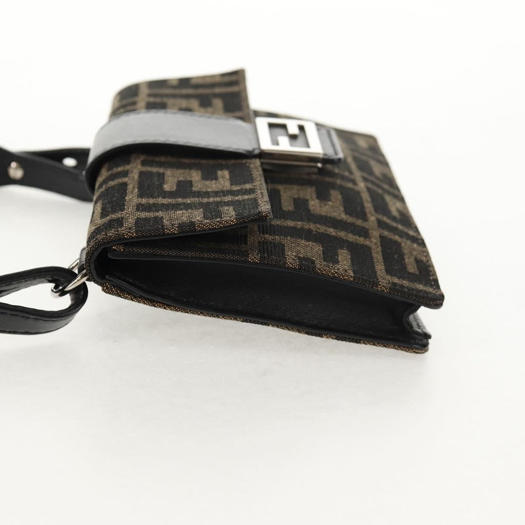 Fendi Baguette Convertible Belt Bag Zucca Canvas Black Canvas Bag (Pre-Owned)