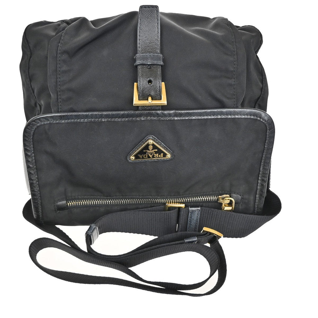 Prada Buckle Messenger Bag Tessuto Black Nylon Shoulder Bag Bag (Pre-Owned)
