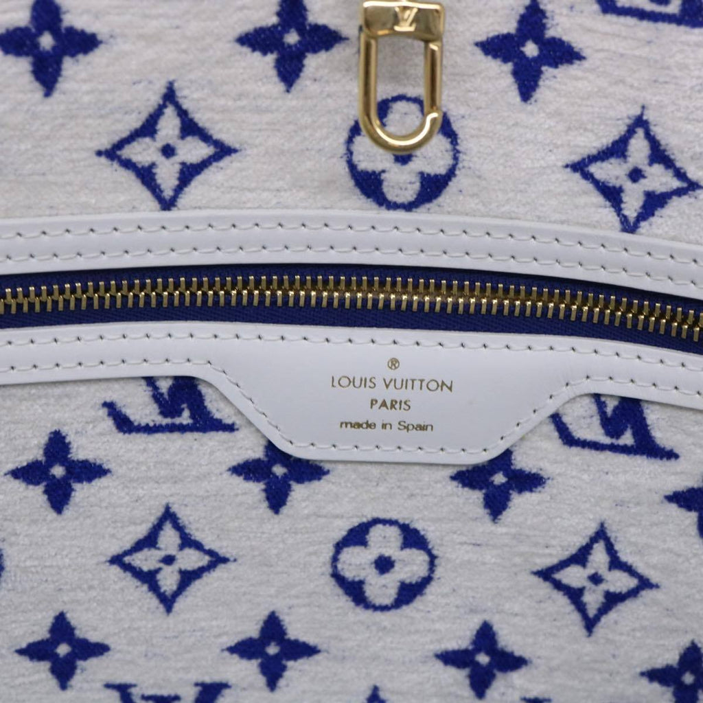 Louis Vuitton Neverfull Nm Tote Lv Match Monogram Jacquard Velvet Blue Velvet Tote Bag Bag (Pre-Owned)