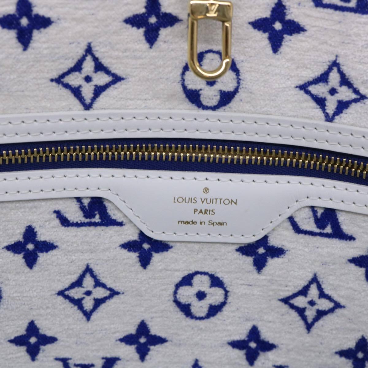 Louis Vuitton Neverfull Nm Tote Lv Match Monogram Jacquard Velvet Blue Velvet Tote Bag Bag (Pre-Owned)